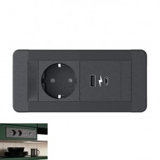Χωνευτό Πολύπριζο Επίπλου Σούκο με USB & USB type C 14524D